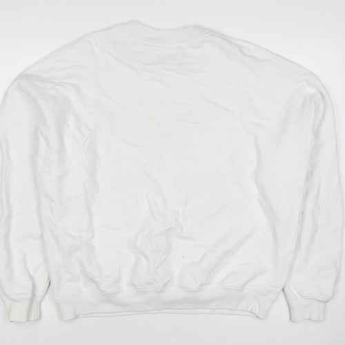 Calvin Klein Jeans Men White M Crew Neck Logo Sweatshirt Neon Stripe