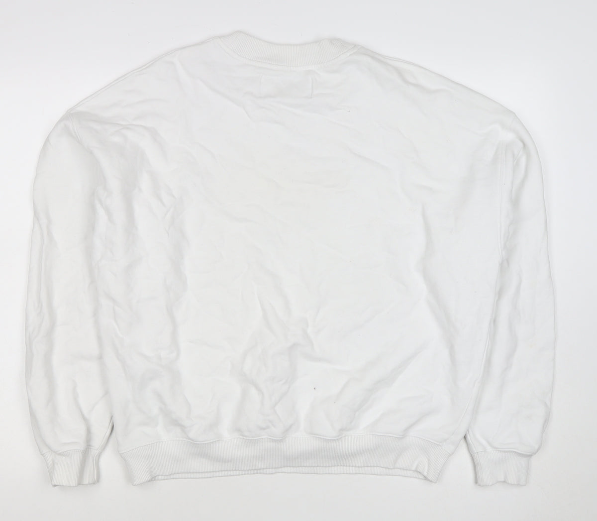 Calvin Klein Jeans Men White M Crew Neck Logo Sweatshirt Neon Stripe