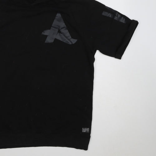 G-Star RAW Men’s Black L Short Sleeve Graphic Pullover Hoodie