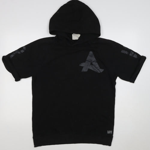 G-Star RAW Men’s Black L Short Sleeve Graphic Pullover Hoodie