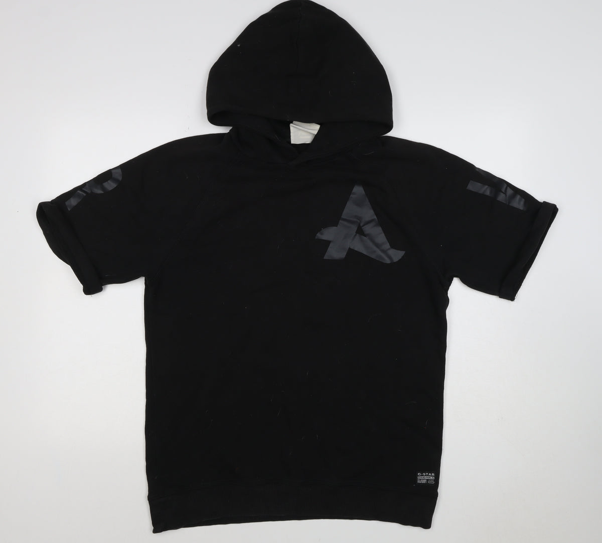 G-Star RAW Men’s Black L Short Sleeve Graphic Pullover Hoodie