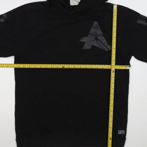 G-Star RAW Men’s Black L Short Sleeve Graphic Pullover Hoodie