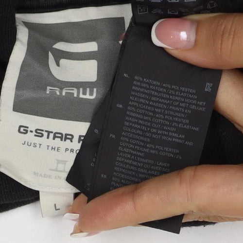 G-Star RAW Men’s Black L Short Sleeve Graphic Pullover Hoodie
