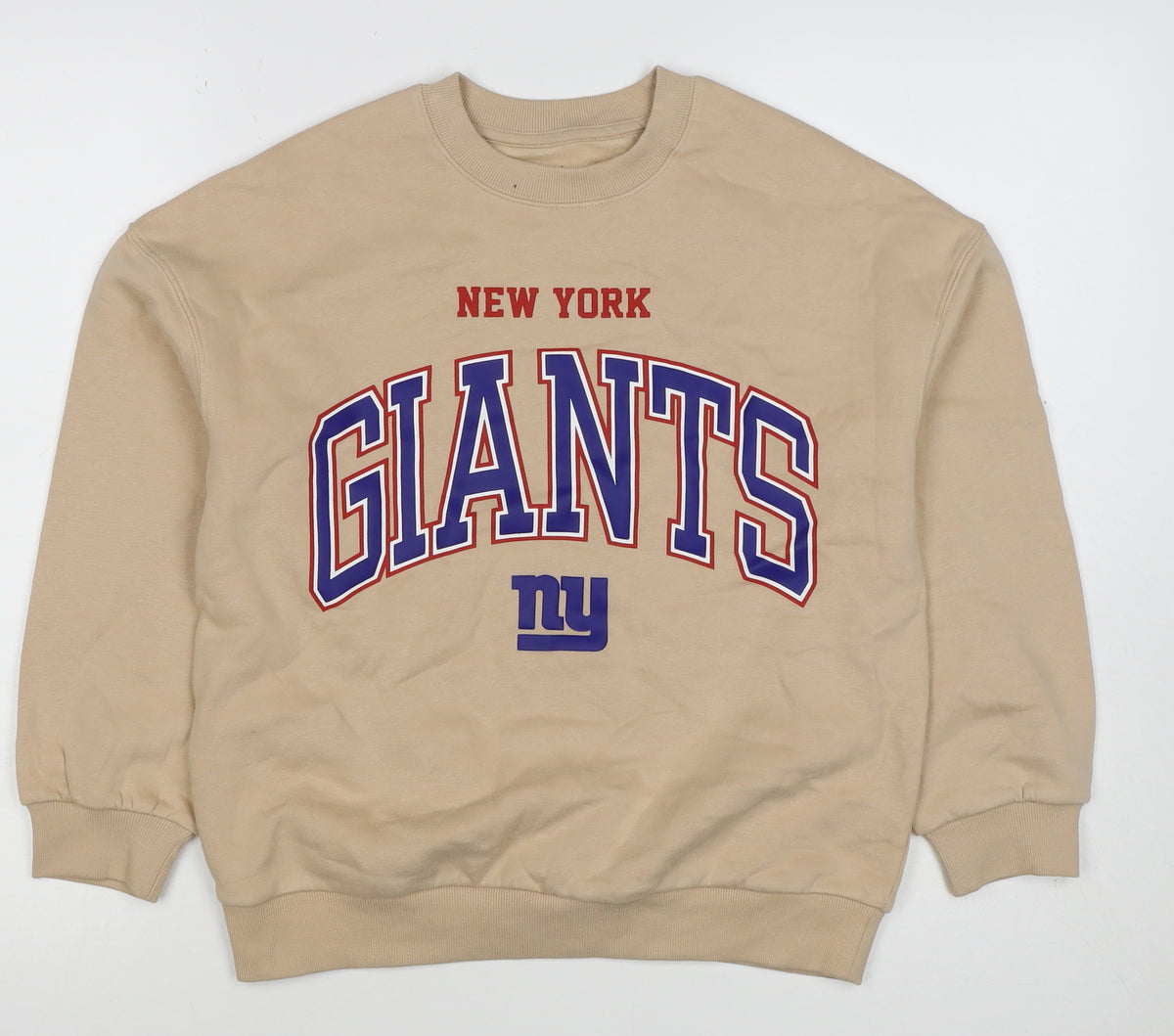 Back view of NFL boys’ beige new york giants graphic print pullover sweatshirt 10-11 years