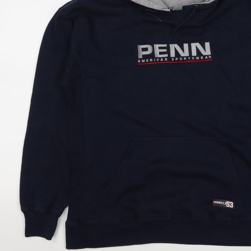 Penn Men’s Blue XL Pullover Hoodie Logo Graphic Print Kangaroo Pocket