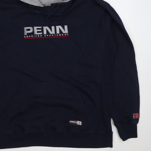 Penn Men’s Blue XL Pullover Hoodie Logo Graphic Print Kangaroo Pocket