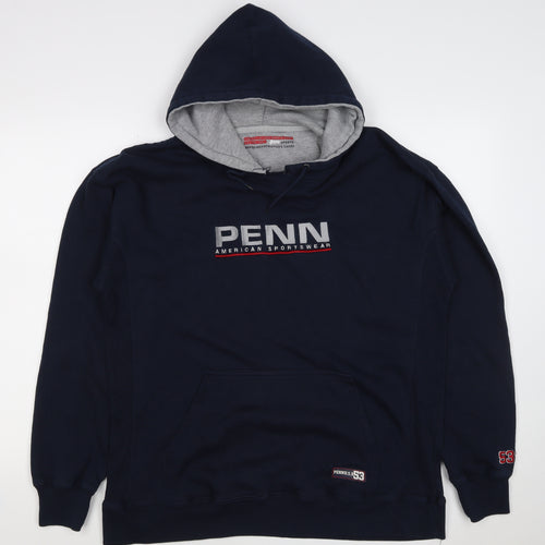 Penn Men’s Blue XL Pullover Hoodie Logo Graphic Print Kangaroo Pocket