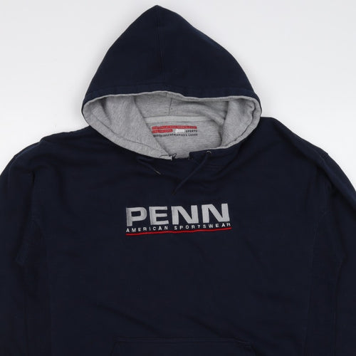 Penn Men’s Blue XL Pullover Hoodie Logo Graphic Print Kangaroo Pocket