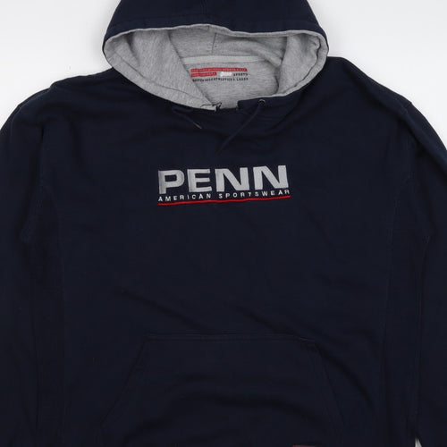 Penn Men’s Blue XL Pullover Hoodie Logo Graphic Print Kangaroo Pocket