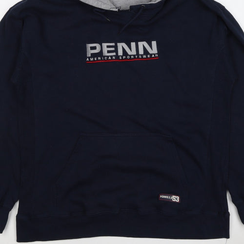 Penn Men’s Blue XL Pullover Hoodie Logo Graphic Print Kangaroo Pocket
