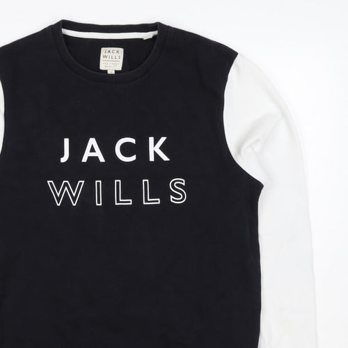 Jack Wills Men’s Black White S Pullover Crew Neck Logo Sweatshirt