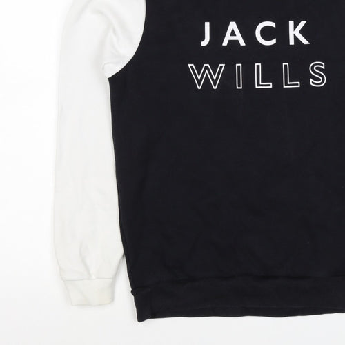 Jack Wills Men’s Black White S Pullover Crew Neck Logo Sweatshirt
