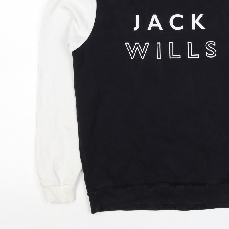 Jack Wills Men’s Black White S Pullover Crew Neck Logo Sweatshirt
