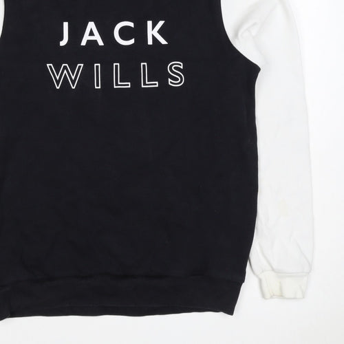 Jack Wills Men’s Black White S Pullover Crew Neck Logo Sweatshirt