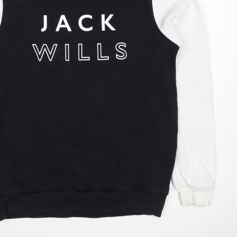 Jack Wills Men’s Black White S Pullover Crew Neck Logo Sweatshirt