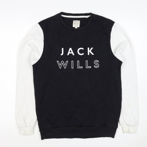 Jack Wills Men’s Black White S Pullover Crew Neck Logo Sweatshirt