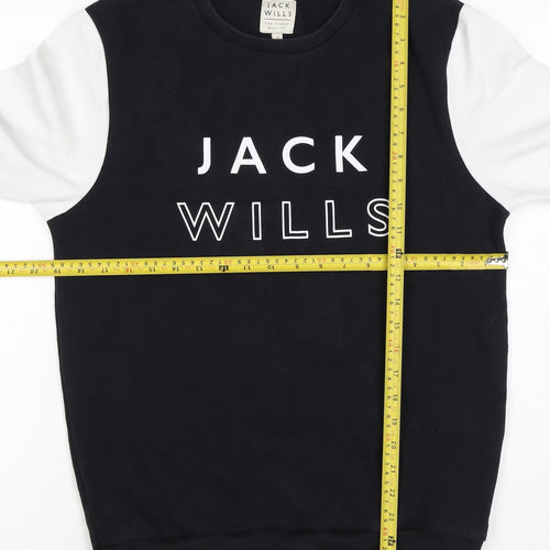 Jack Wills Men’s Black White S Pullover Crew Neck Logo Sweatshirt