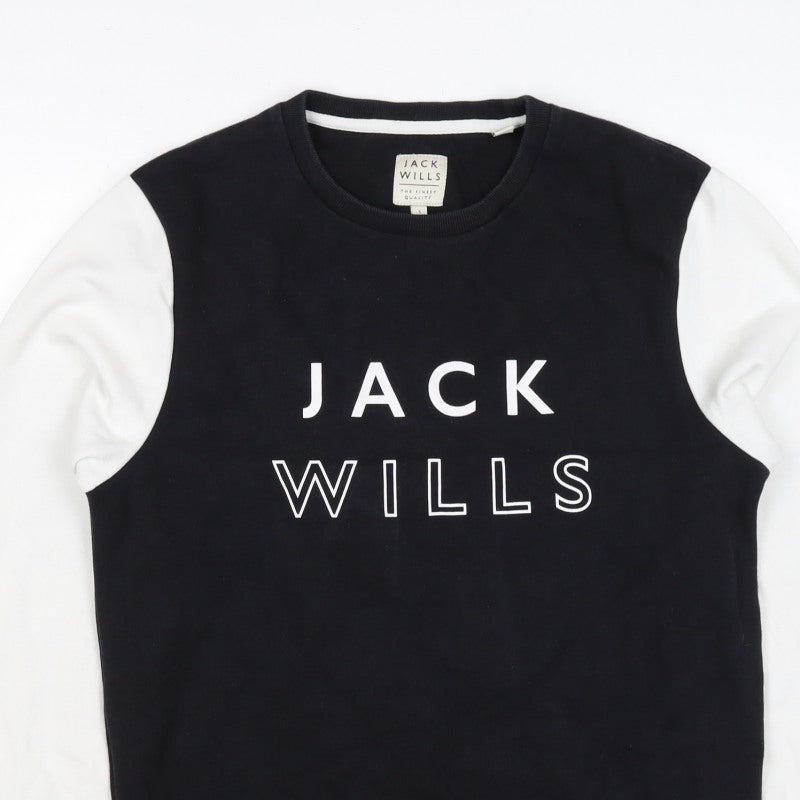 Jack Wills Men’s Black White S Pullover Crew Neck Logo Sweatshirt