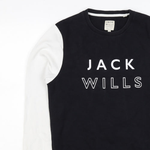 Jack Wills Men’s Black White S Pullover Crew Neck Logo Sweatshirt