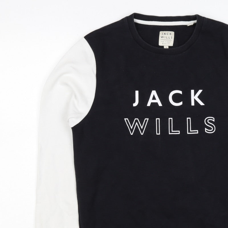 Jack Wills Men’s Black White S Pullover Crew Neck Logo Sweatshirt