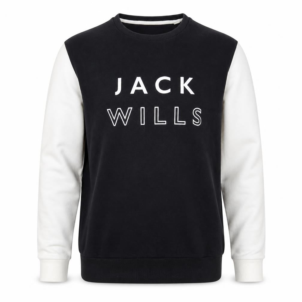 Jack Wills Men’s Black White S Pullover Crew Neck Logo Sweatshirt