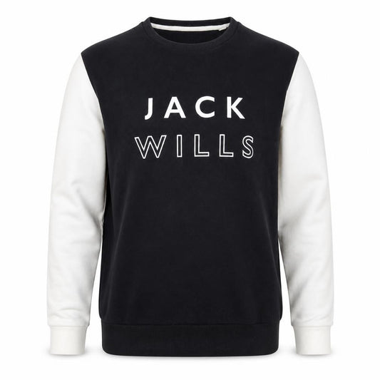 Jack Wills Men’s Black White S Pullover Crew Neck Logo Sweatshirt