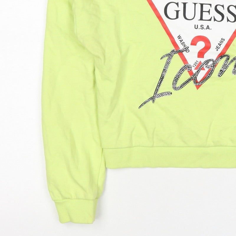 Additional view of Guess Teens Yellow Logo Rhinestone Pullover Sweatshirt, size 14