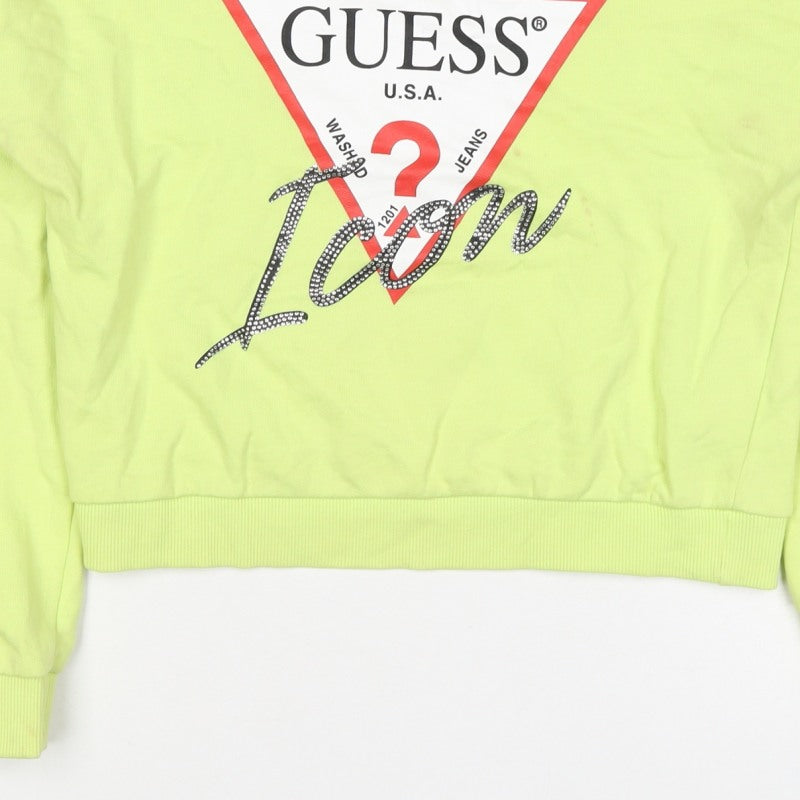 Additional view of Guess Teens Yellow Logo Rhinestone Pullover Sweatshirt, size 14