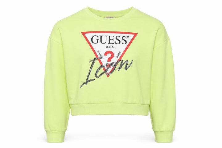 Guess Teens Yellow Logo Rhinestone Pullover Sweatshirt Size 14