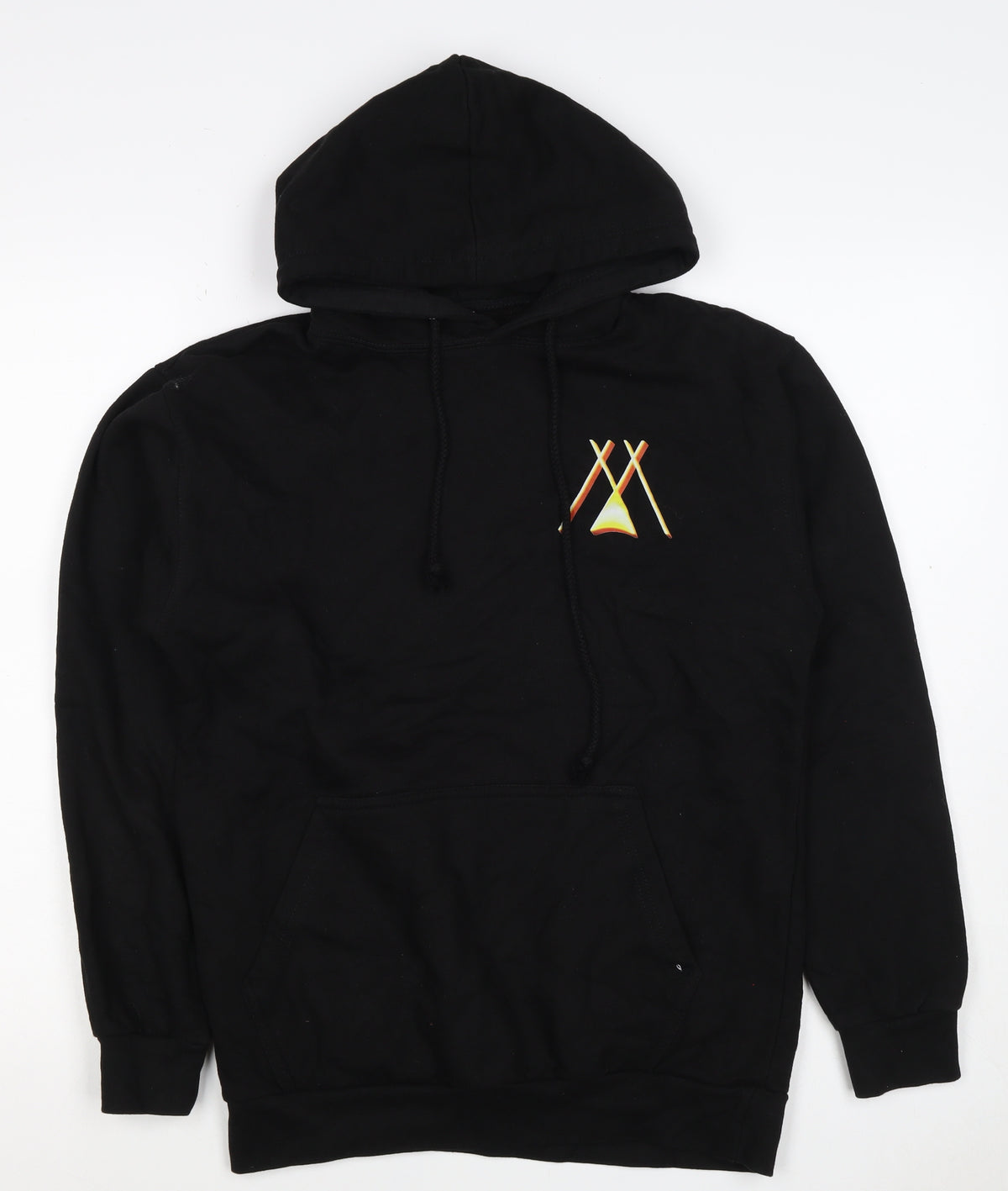 Back view of Stars & Stripes Women’s Black M Pullover Hoodie Logo Fleece Drawstring