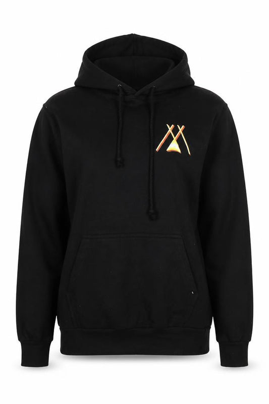 Front view of Stars & Stripes Women’s Black M Pullover Hoodie Logo Fleece Drawstring