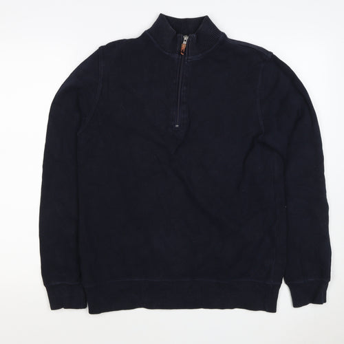 John Partridge Men’s Black S Half Zip High Neck Cotton Sweatshirt