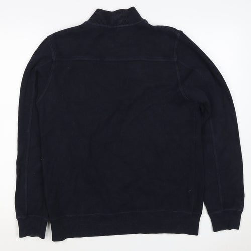 John Partridge Men’s Black S Half Zip High Neck Cotton Sweatshirt