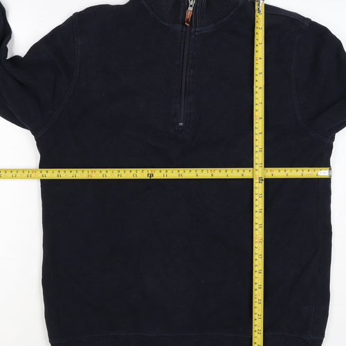 John Partridge Men’s Black S Half Zip High Neck Cotton Sweatshirt