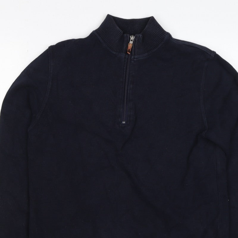 John Partridge Men’s Black S Half Zip High Neck Cotton Sweatshirt