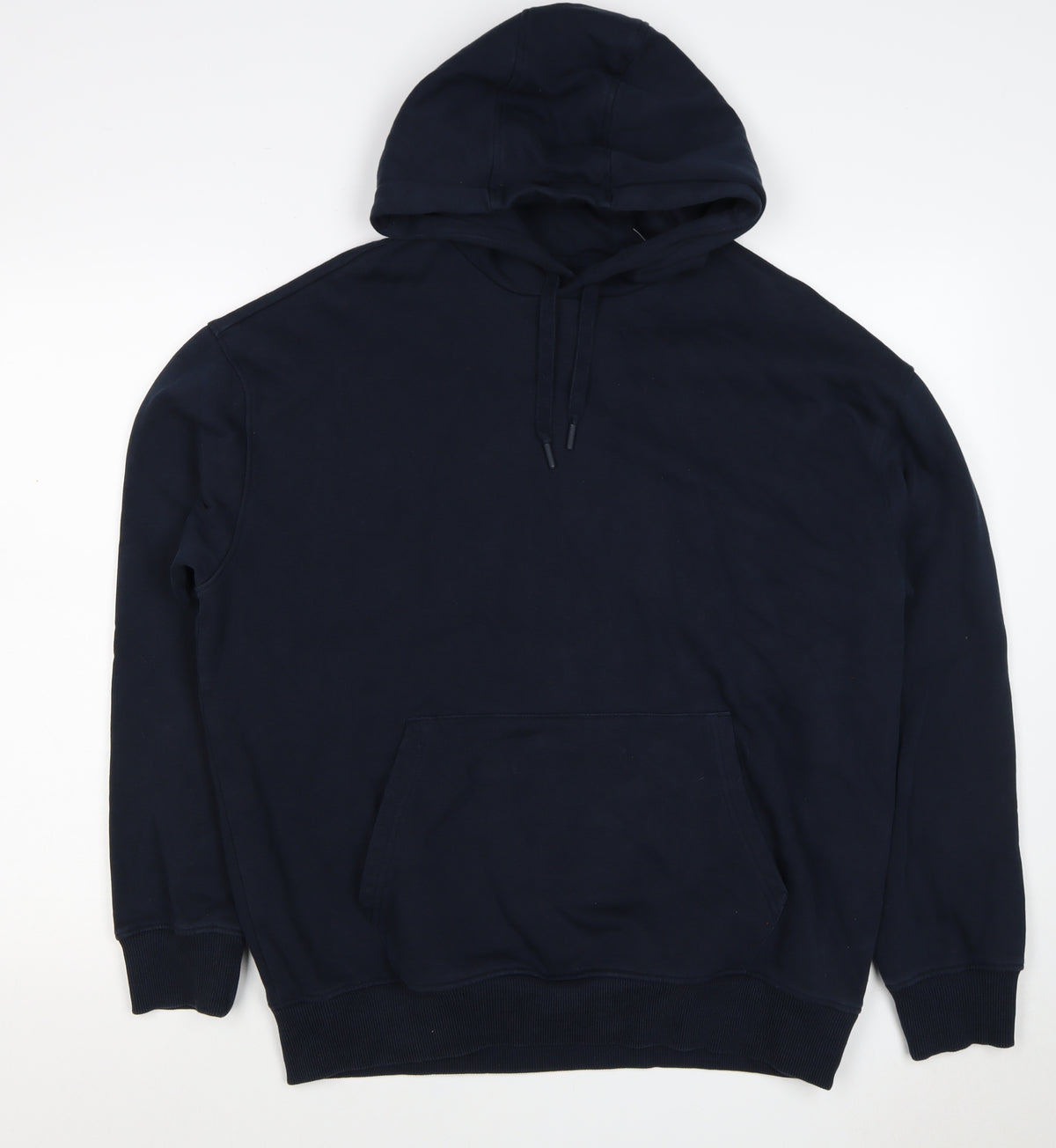 Back view of Marks and Spencer Men Blue M Oversized Pullover Hoodie Pockets