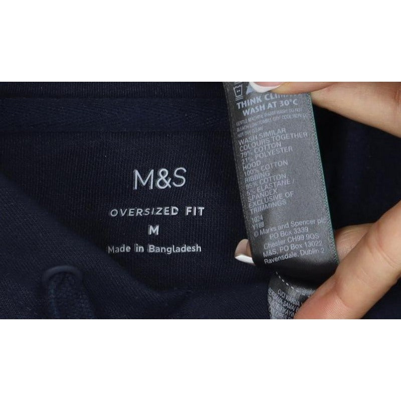 Additional view of Marks and Spencer Men Blue M Oversized Pullover Hoodie Pockets