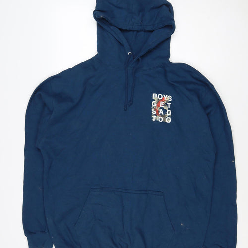 Boys Get Sad Too Men's Blue XL Pullover Hoodie Koi Fish Graphic