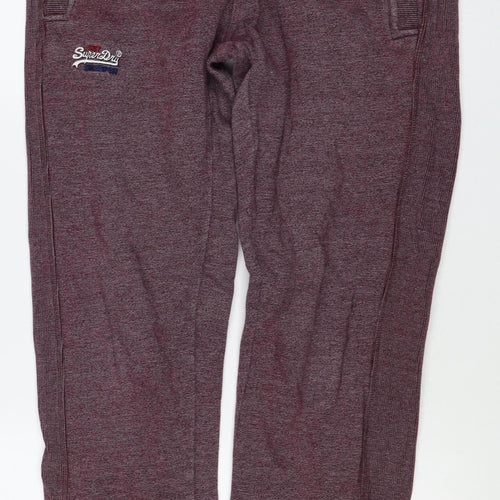 Superdry Men’s Purple Flecked Fleece Joggers Size S Drawstring