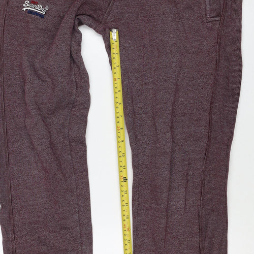 Superdry Men’s Purple Flecked Fleece Joggers Size S Drawstring