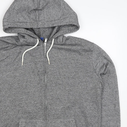 H&M Divided Men’s Grey M Full Zip Hooded Sweatshirt Cotton Blend