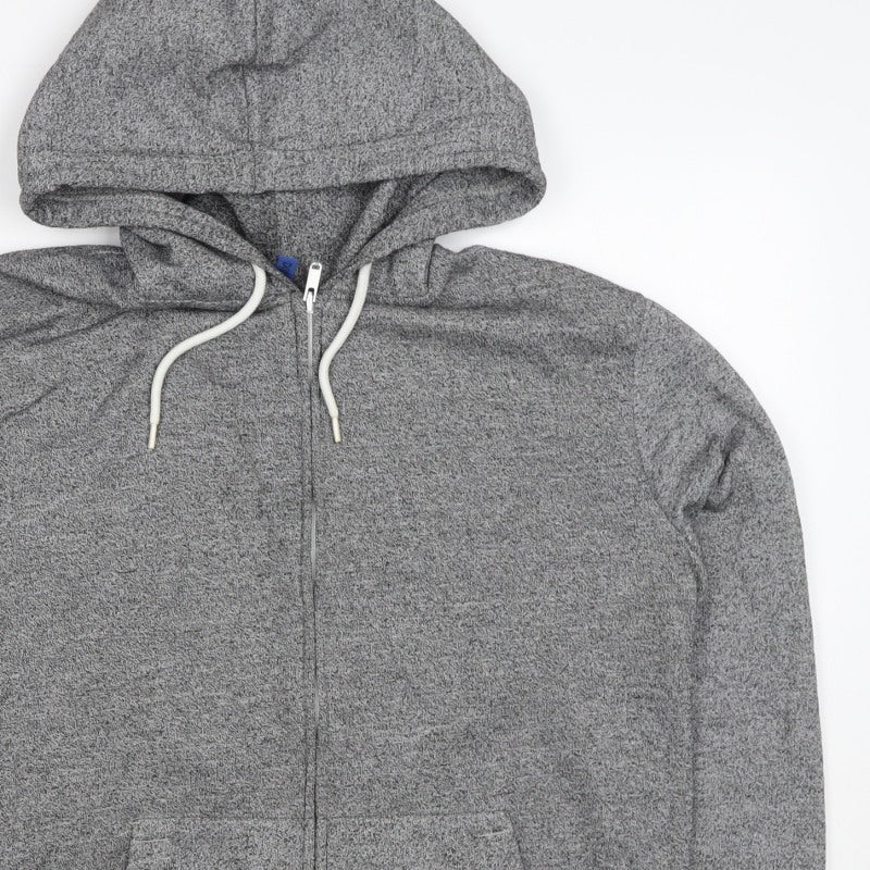 H&M Divided Men’s Grey M Full Zip Hooded Sweatshirt Cotton Blend