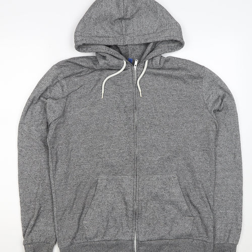 H&M Divided Men’s Grey M Full Zip Hooded Sweatshirt Cotton Blend
