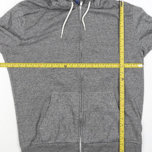 H&M Divided Men’s Grey M Full Zip Hooded Sweatshirt Cotton Blend