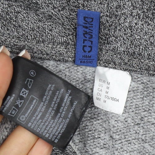 H&M Divided Men’s Grey M Full Zip Hooded Sweatshirt Cotton Blend