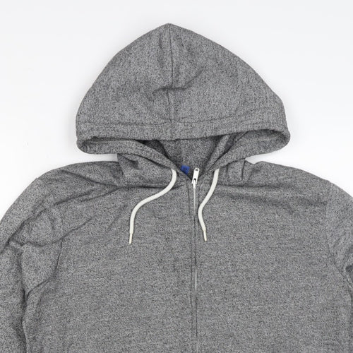 H&M Divided Men’s Grey M Full Zip Hooded Sweatshirt Cotton Blend