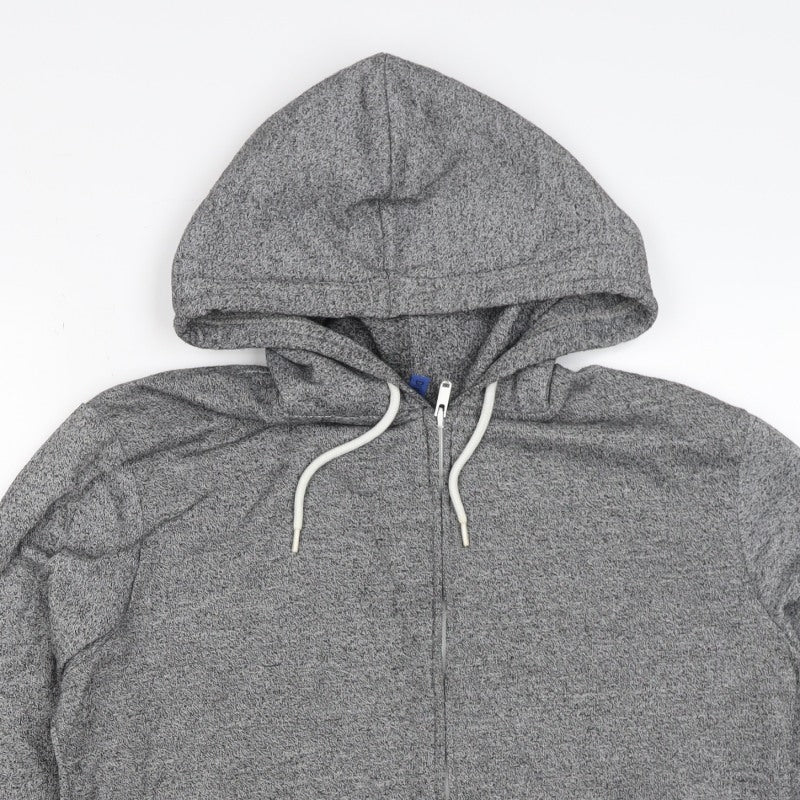 H&M Divided Men’s Grey M Full Zip Hooded Sweatshirt Cotton Blend