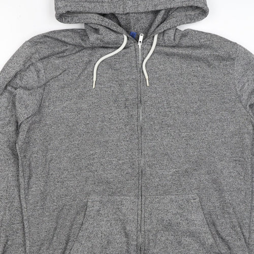 H&M Divided Men’s Grey M Full Zip Hooded Sweatshirt Cotton Blend