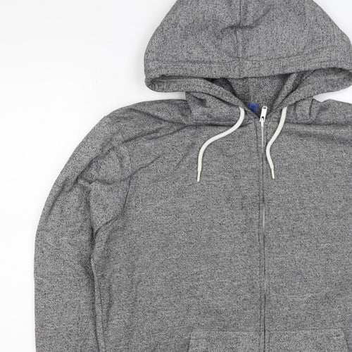 H&M Divided Men’s Grey M Full Zip Hooded Sweatshirt Cotton Blend