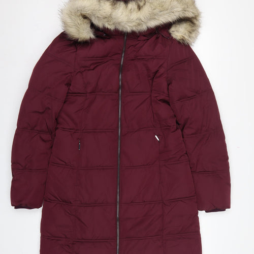 Marks & Spencer Women’s Burgundy UK 8 Stormwear Long Hooded Puffer Coat